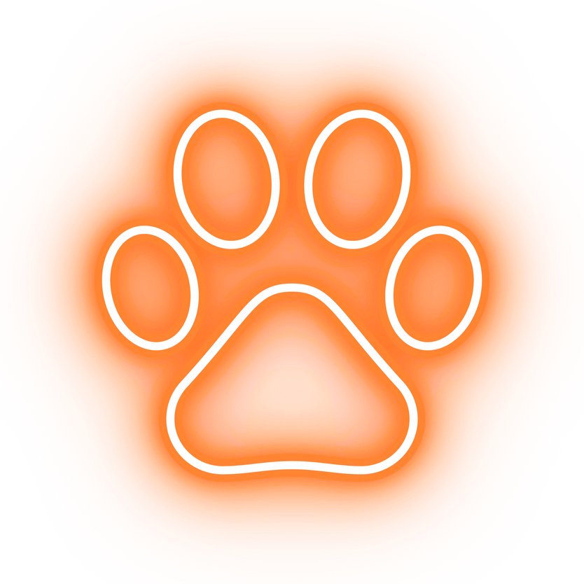 Neon orange paw icon